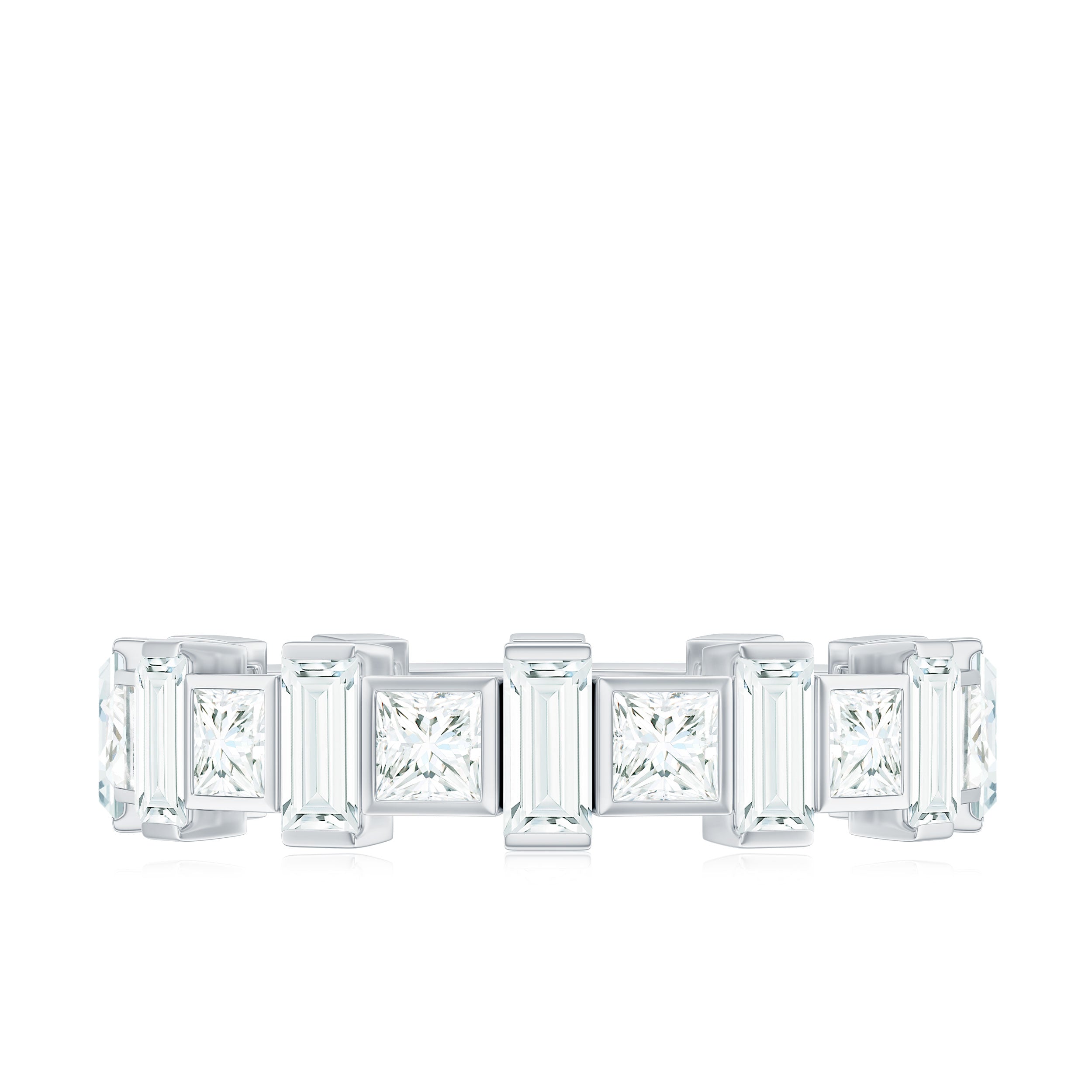 Princess and Baguette Cut Zircon Alternate Eternity Ring