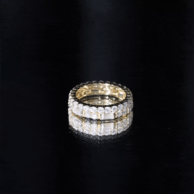 3 CT Cubic Zirconia Two Row Eternity Ring in Gold