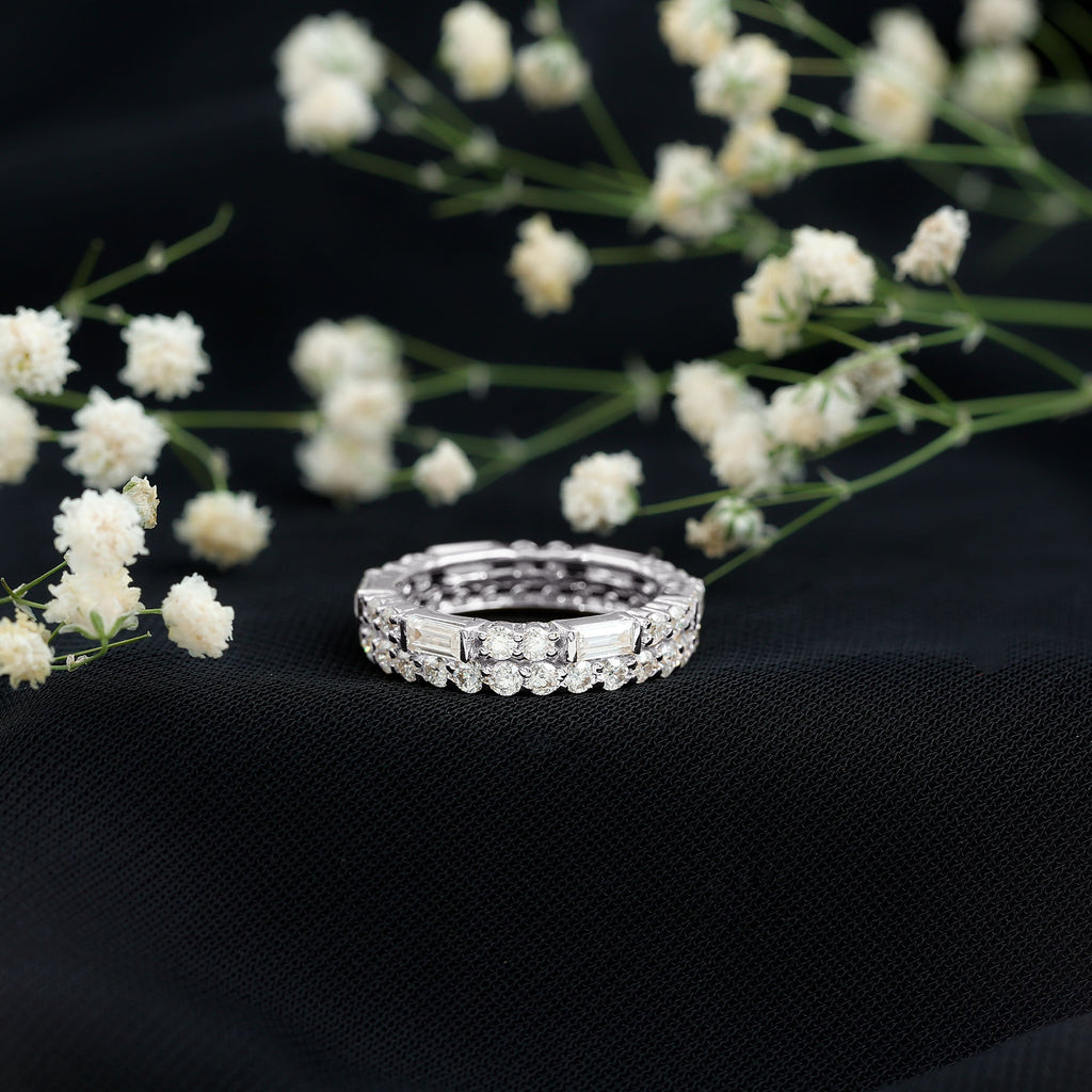 3 CT Cubic Zirconia Two Row Eternity Ring in Gold