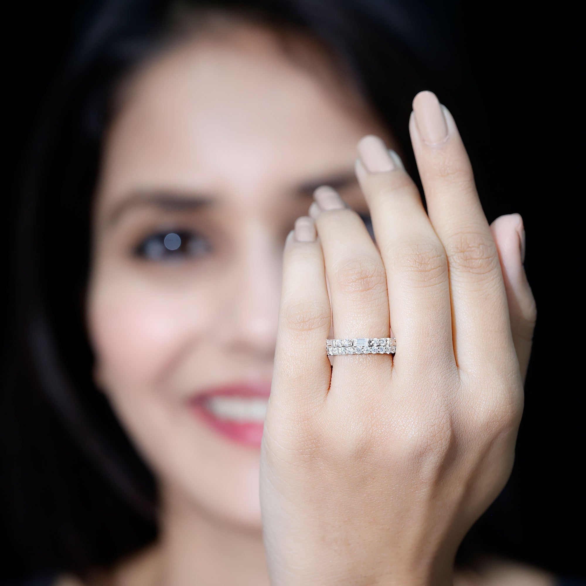 3 CT Cubic Zirconia Two Row Eternity Ring in Gold