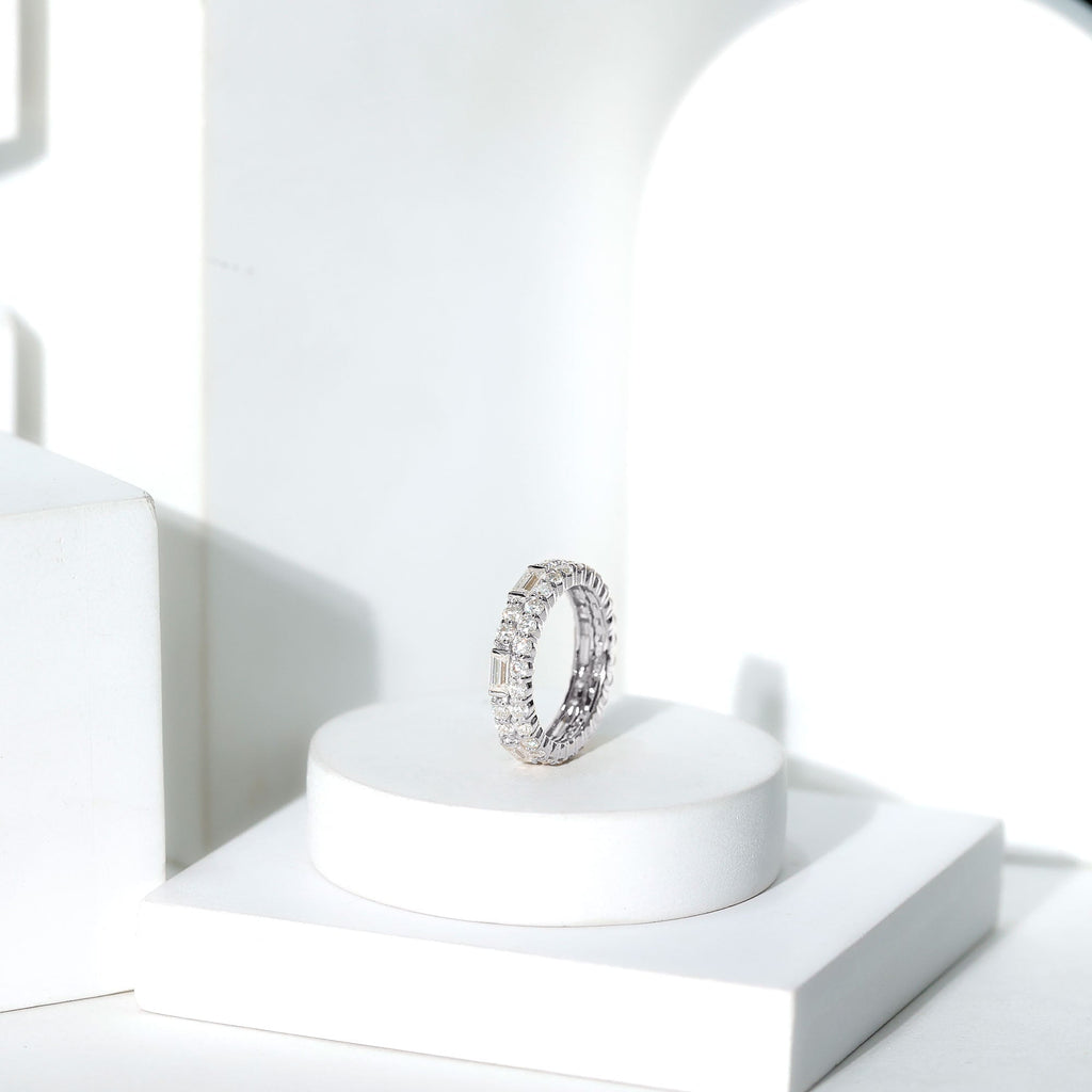 3 CT Cubic Zirconia Two Row Eternity Ring in Gold