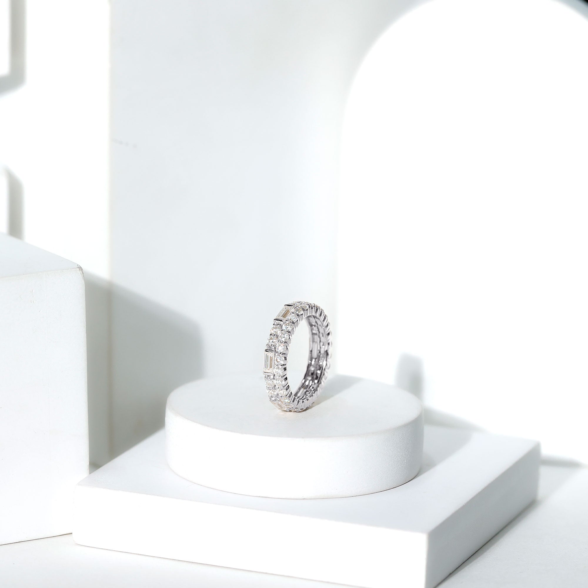 3 CT Cubic Zirconia Two Row Eternity Ring in Gold