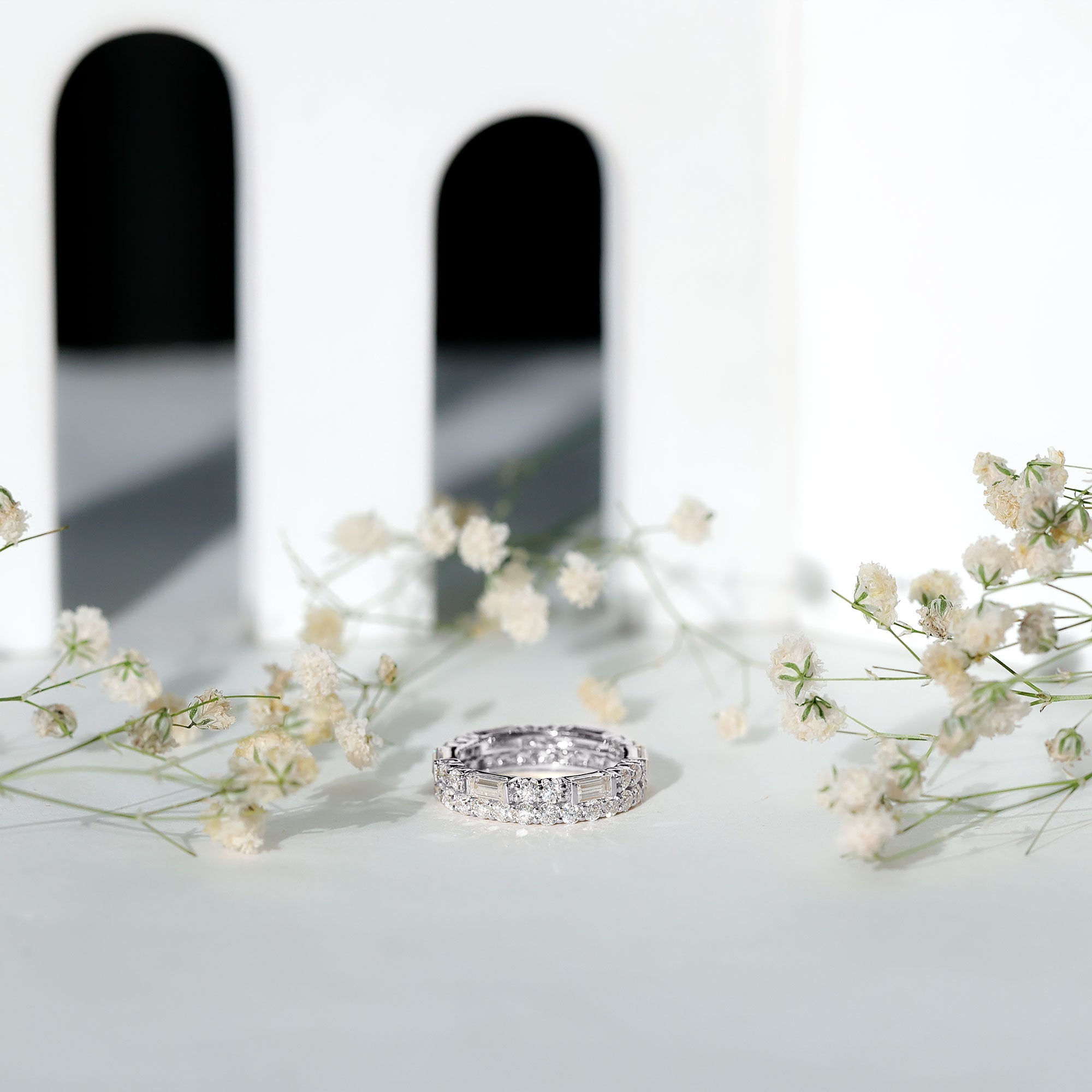 3 CT Cubic Zirconia Two Row Eternity Ring in Gold