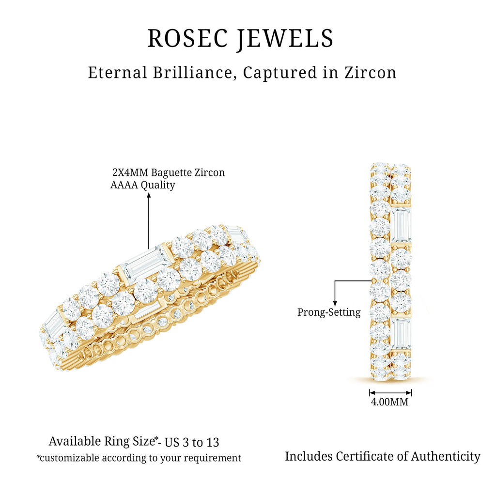 3 CT Cubic Zirconia Two Row Eternity Ring in Gold