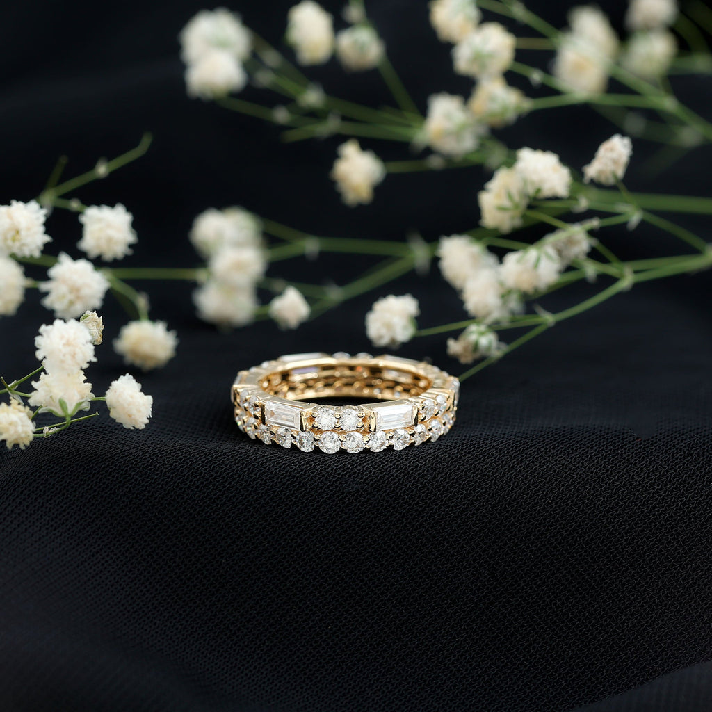 3 CT Cubic Zirconia Two Row Eternity Ring in Gold