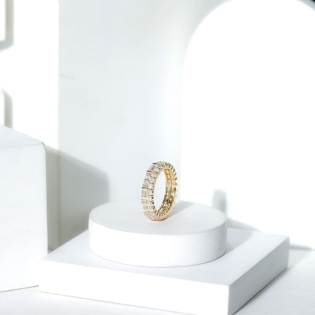 3 CT Cubic Zirconia Two Row Eternity Ring in Gold