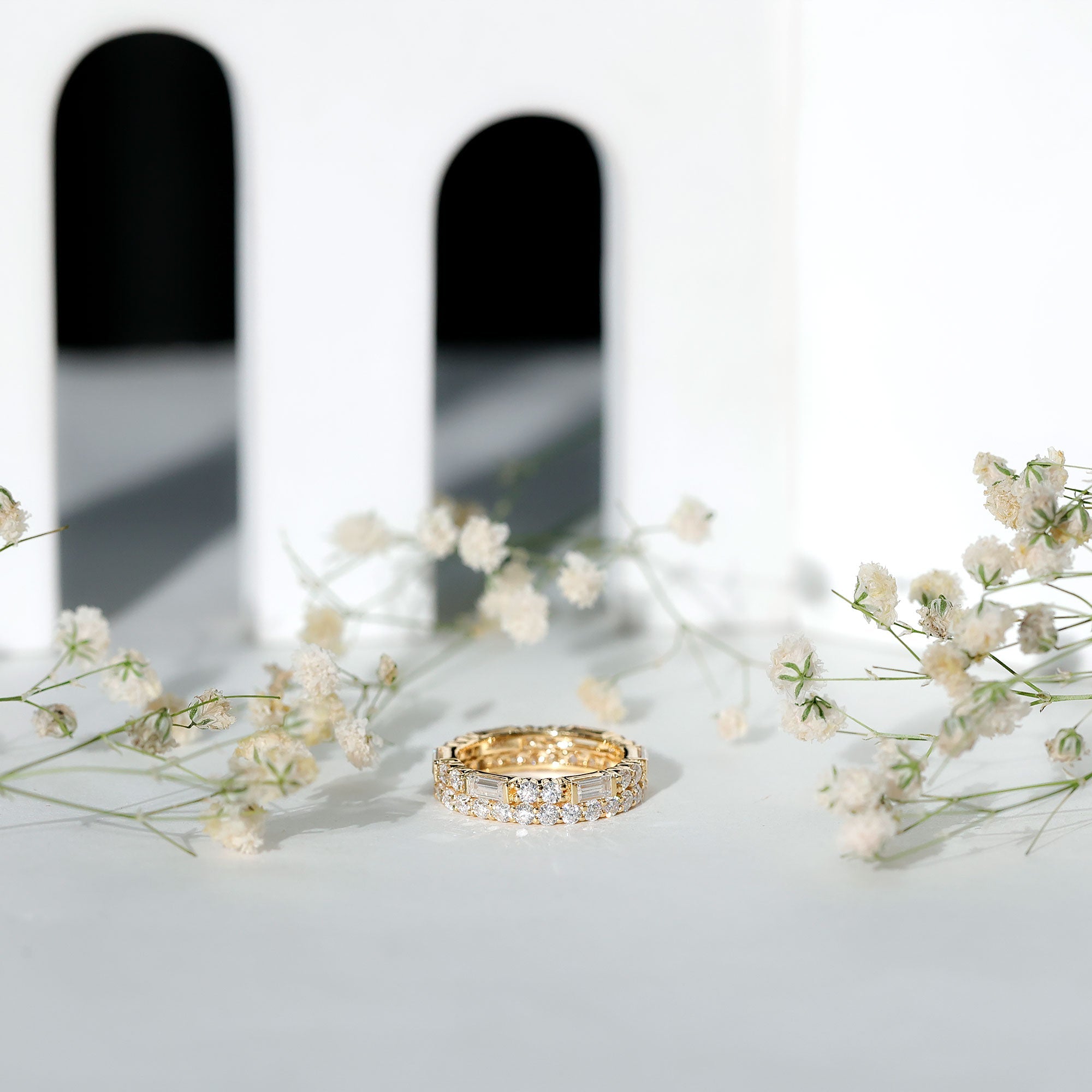 3 CT Cubic Zirconia Two Row Eternity Ring in Gold