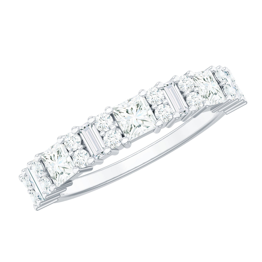 Certified Moissanite Half Eternity Wedding Band for Women