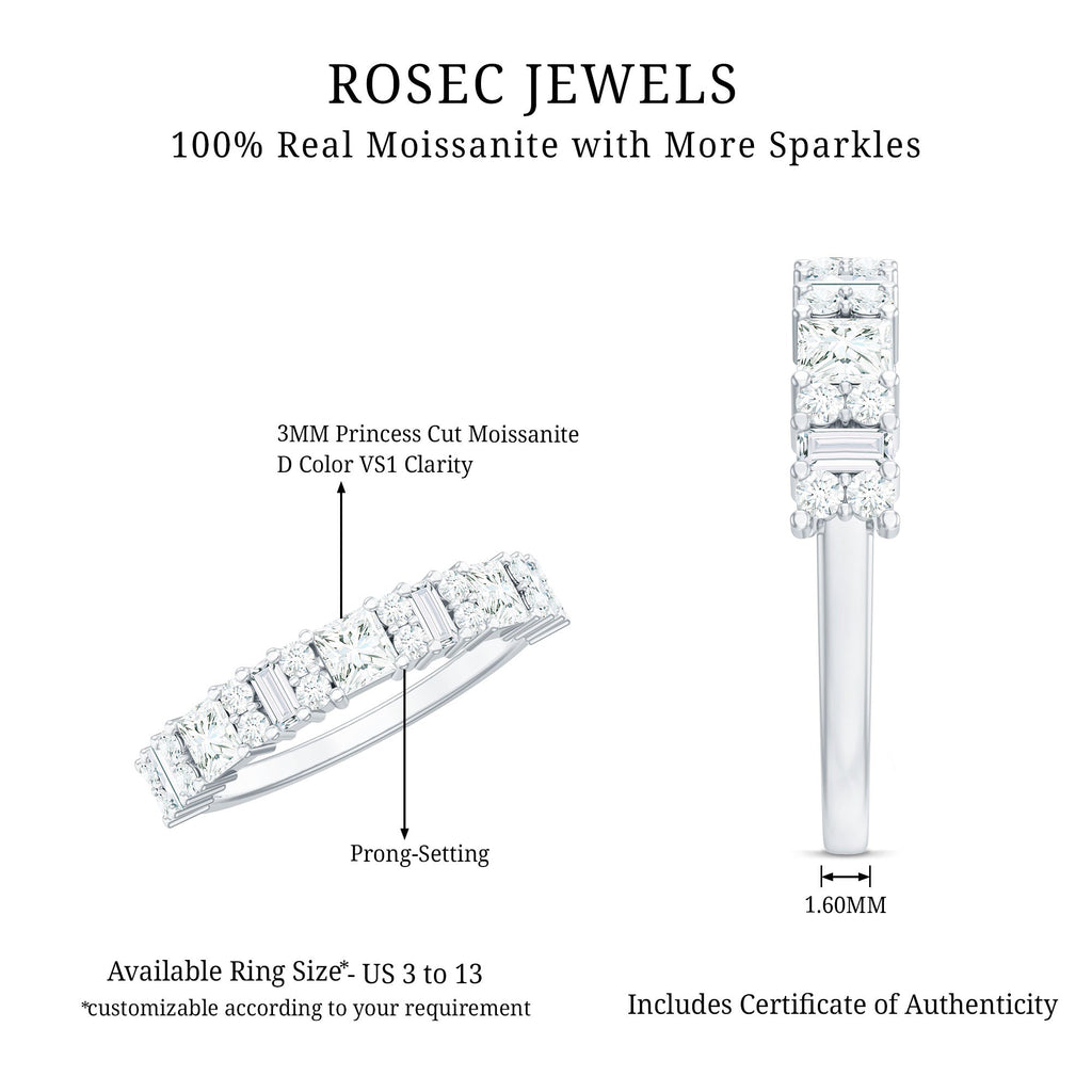 Certified Moissanite Half Eternity Wedding Band for Women