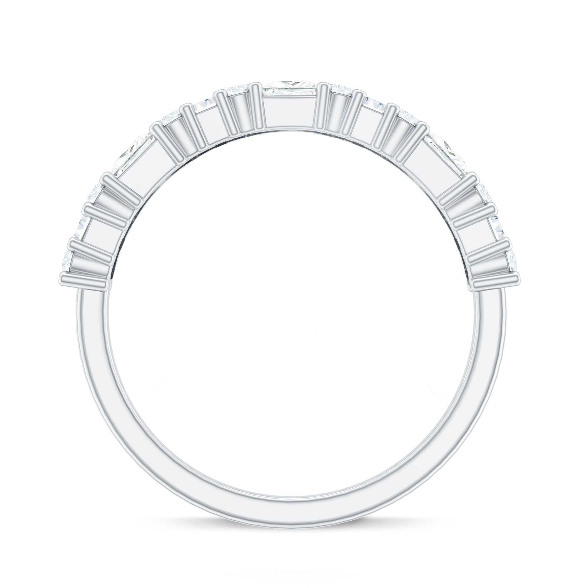 Certified Moissanite Half Eternity Wedding Band for Women