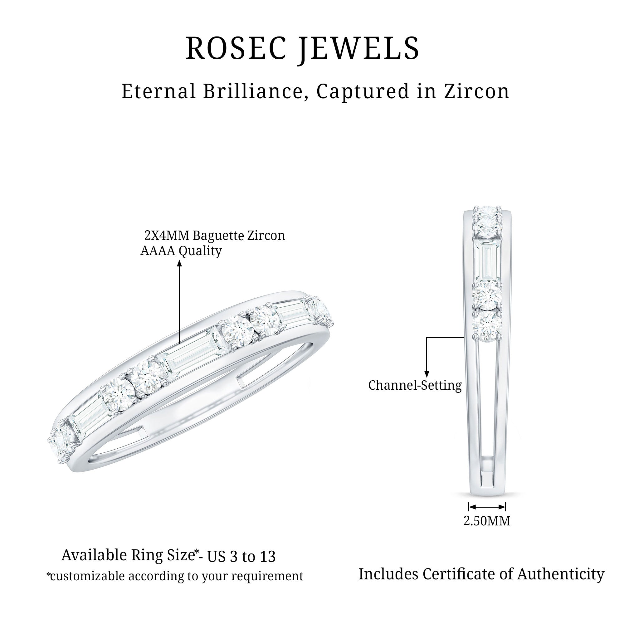 1 CT Minimal Simulated Diamond Half Eternity Band Ring in Gold