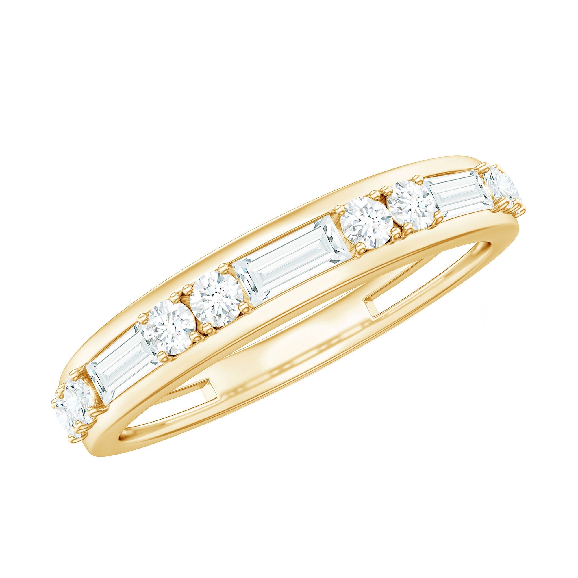 1 CT Minimal Simulated Diamond Half Eternity Band Ring in Gold