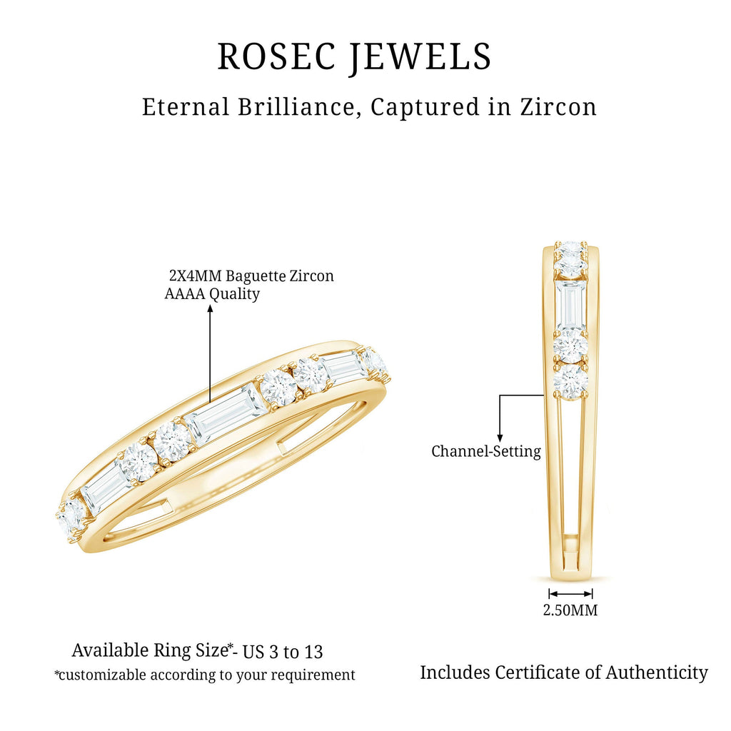 1 CT Minimal Simulated Diamond Half Eternity Band Ring in Gold