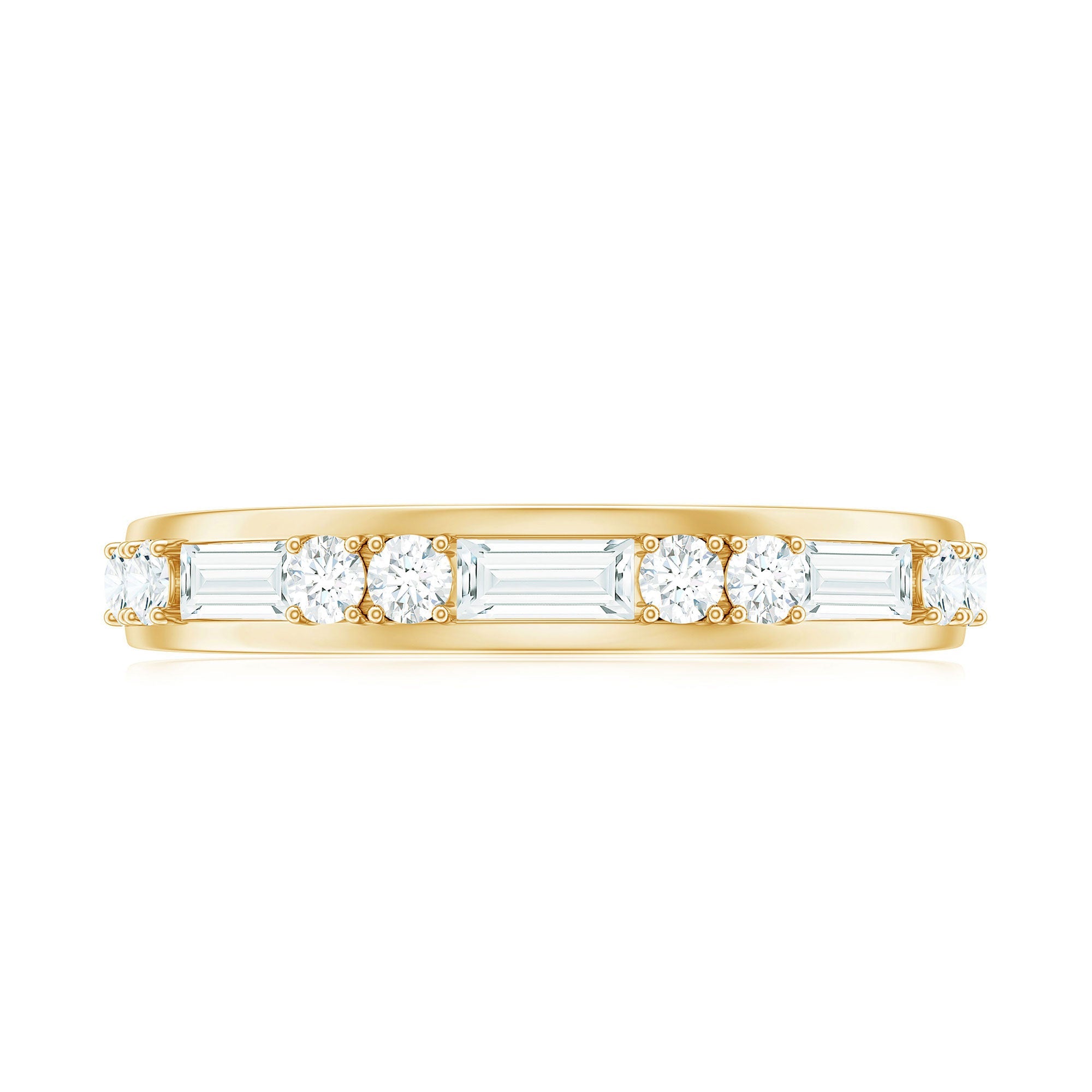 1 CT Minimal Simulated Diamond Half Eternity Band Ring in Gold