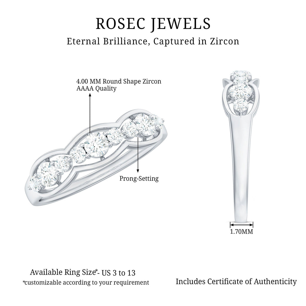 1 CT Round Cut Cubic Zirconia Anniversary Ring in Gold