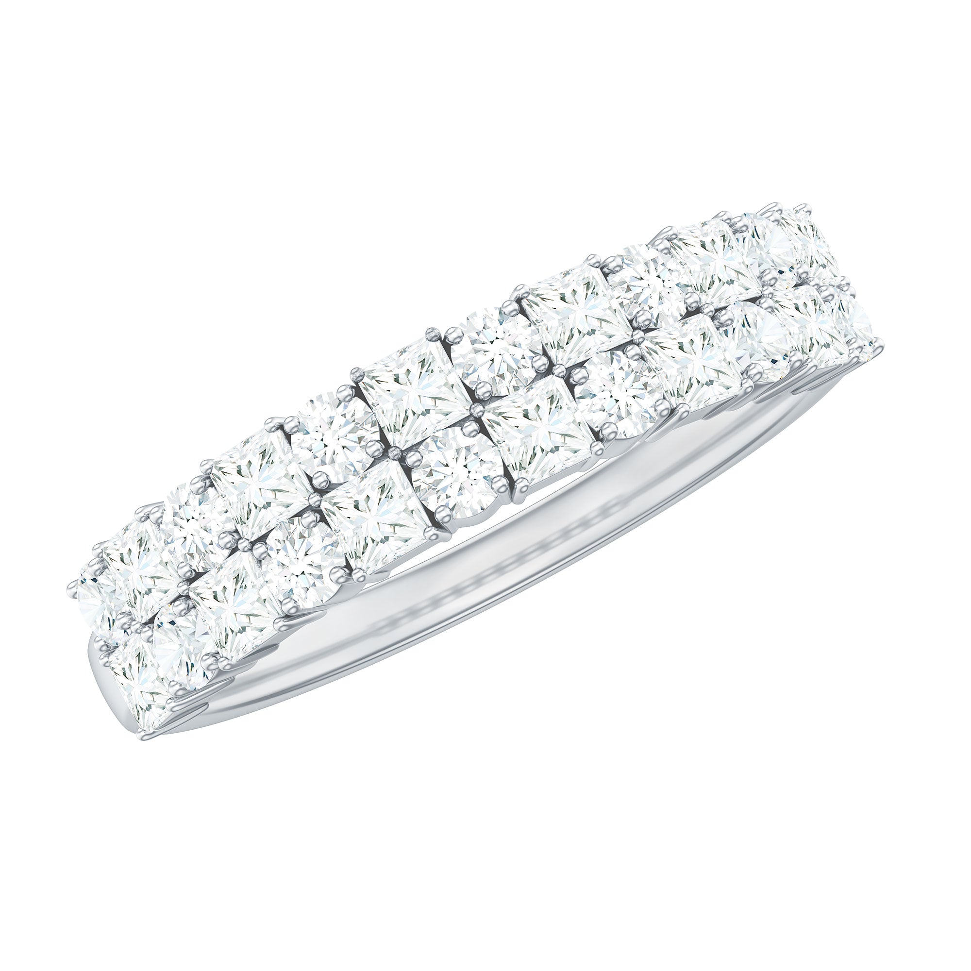 Double Row Moissanite Eternity Wedding Band
