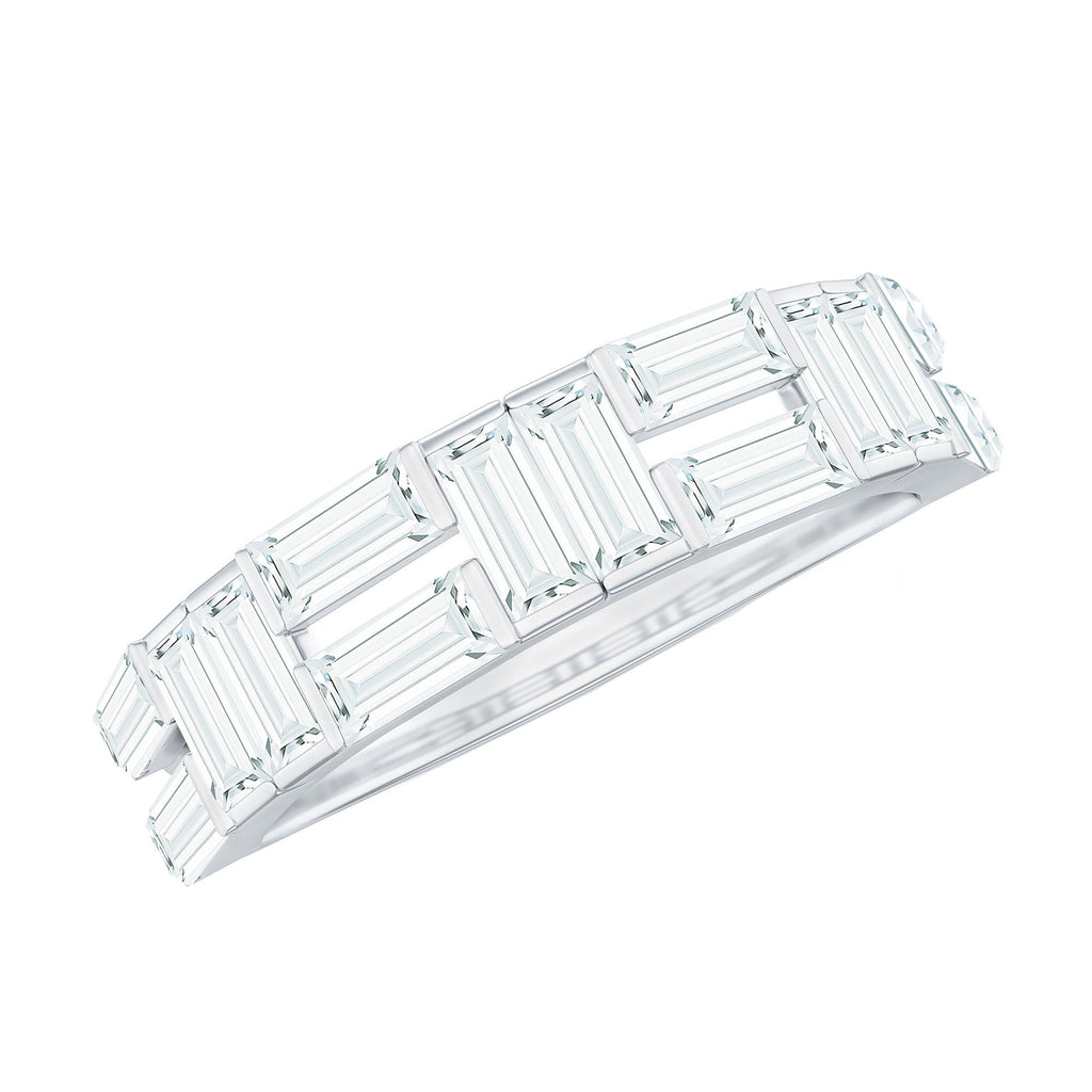 2.75 CT Baguette Cut Zircon Half Eternity Ring in Gold