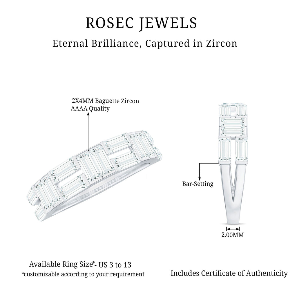 2.75 CT Baguette Cut Zircon Half Eternity Ring in Gold