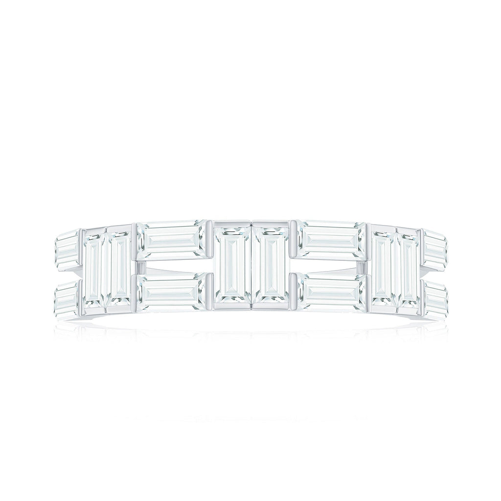 2.75 CT Baguette Cut Zircon Half Eternity Ring in Gold