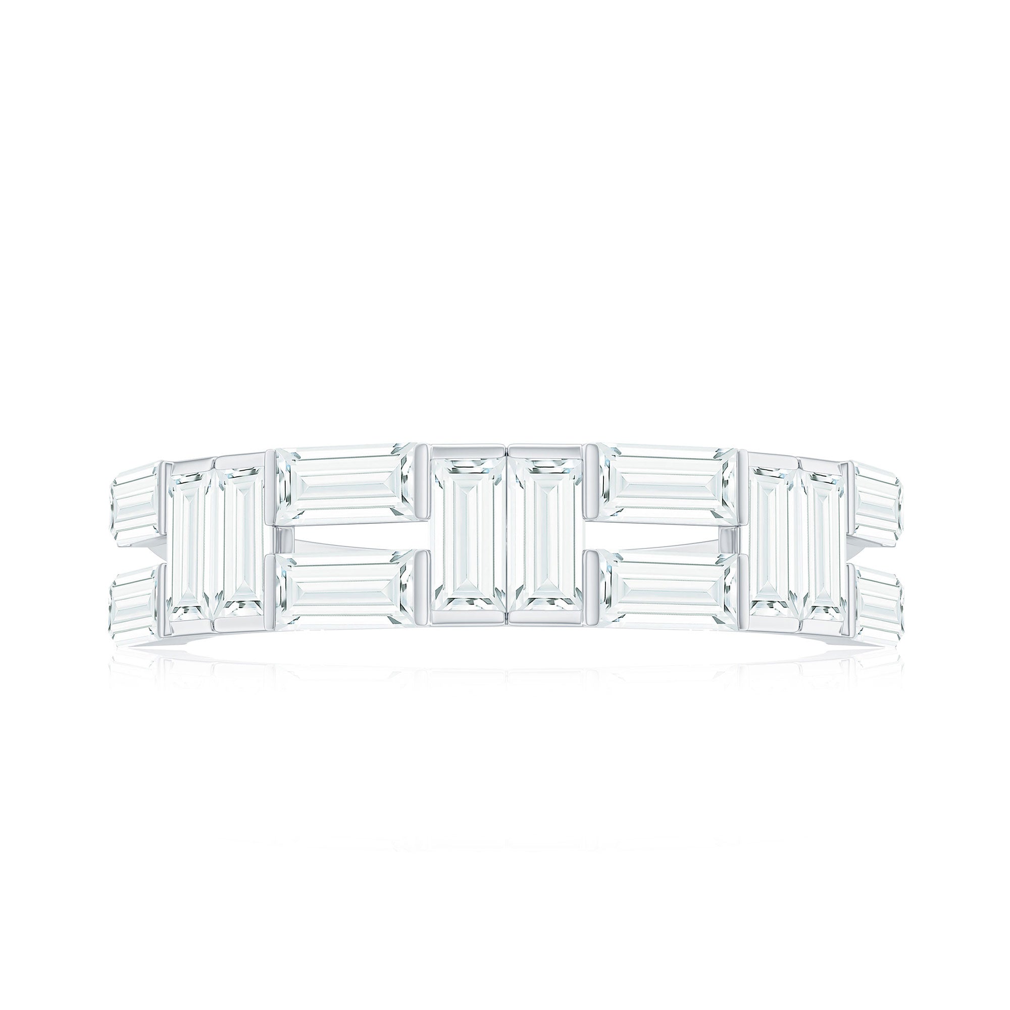 2.75 CT Baguette Cut Zircon Half Eternity Ring in Gold