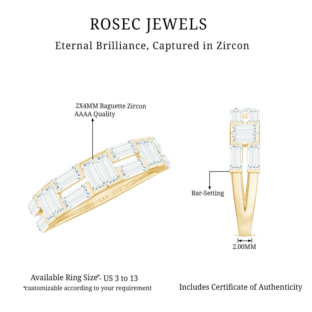 2.75 CT Baguette Cut Zircon Half Eternity Ring in Gold