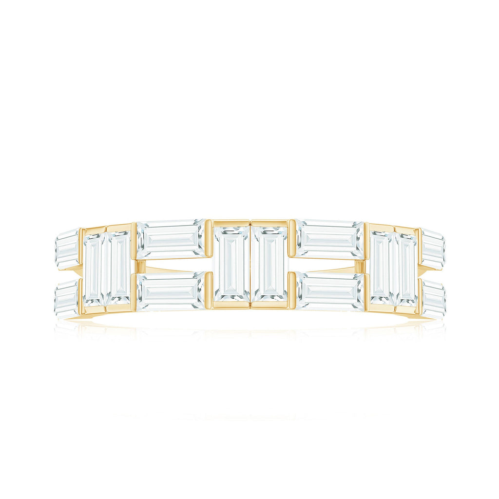 2.75 CT Baguette Cut Zircon Half Eternity Ring in Gold