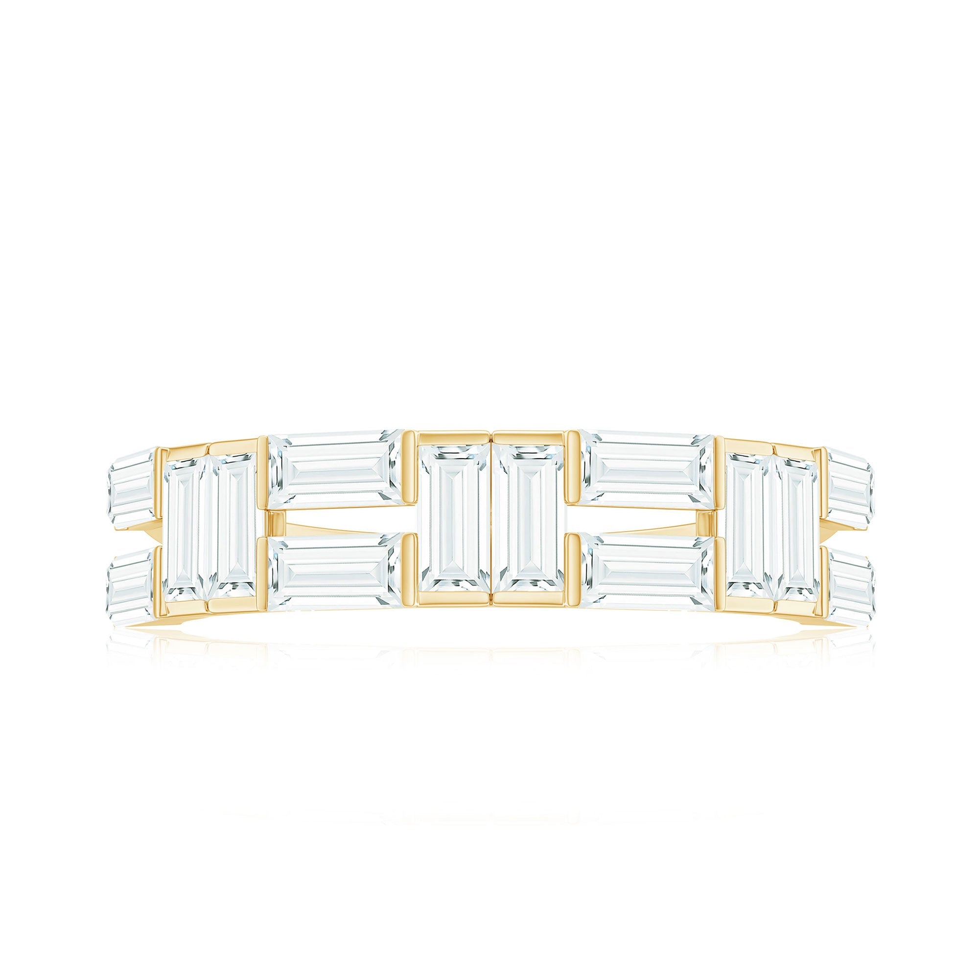 2.75 CT Baguette Cut Zircon Half Eternity Ring in Gold