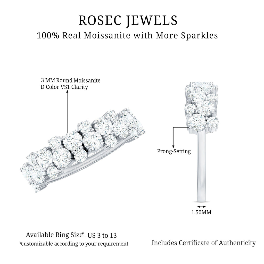 1.75 CT Cluster Moissanite Half Eternity Wedding Band in Gold