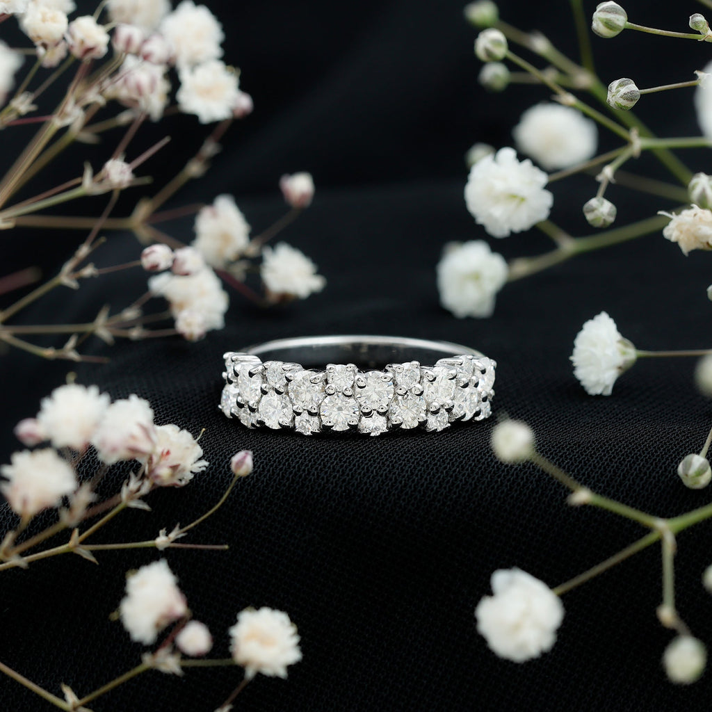 1.75 CT Cluster Moissanite Half Eternity Wedding Band in Gold