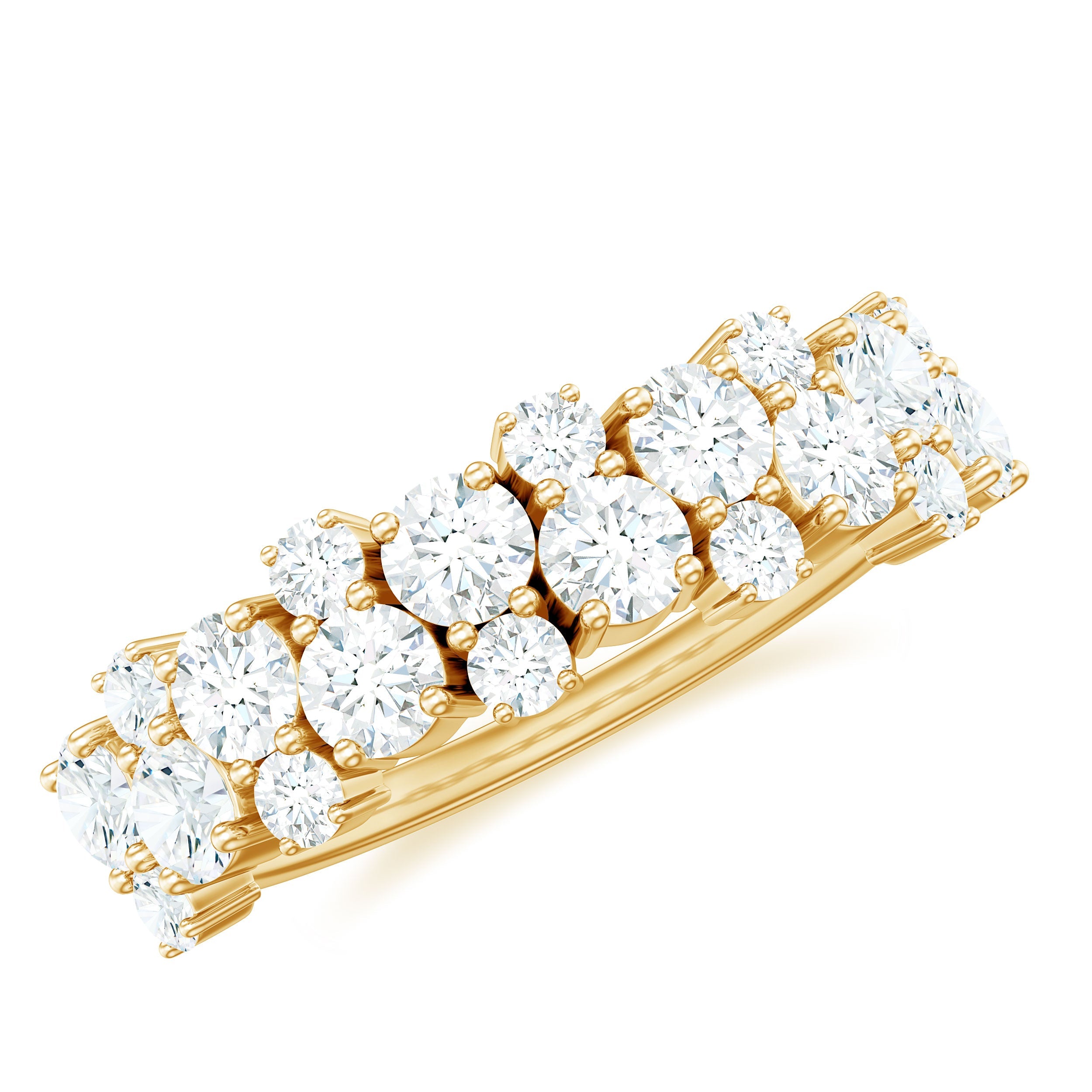 1.75 CT Cluster Moissanite Half Eternity Wedding Band in Gold