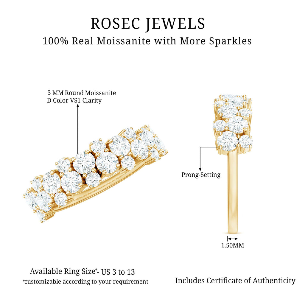 1.75 CT Cluster Moissanite Half Eternity Wedding Band in Gold