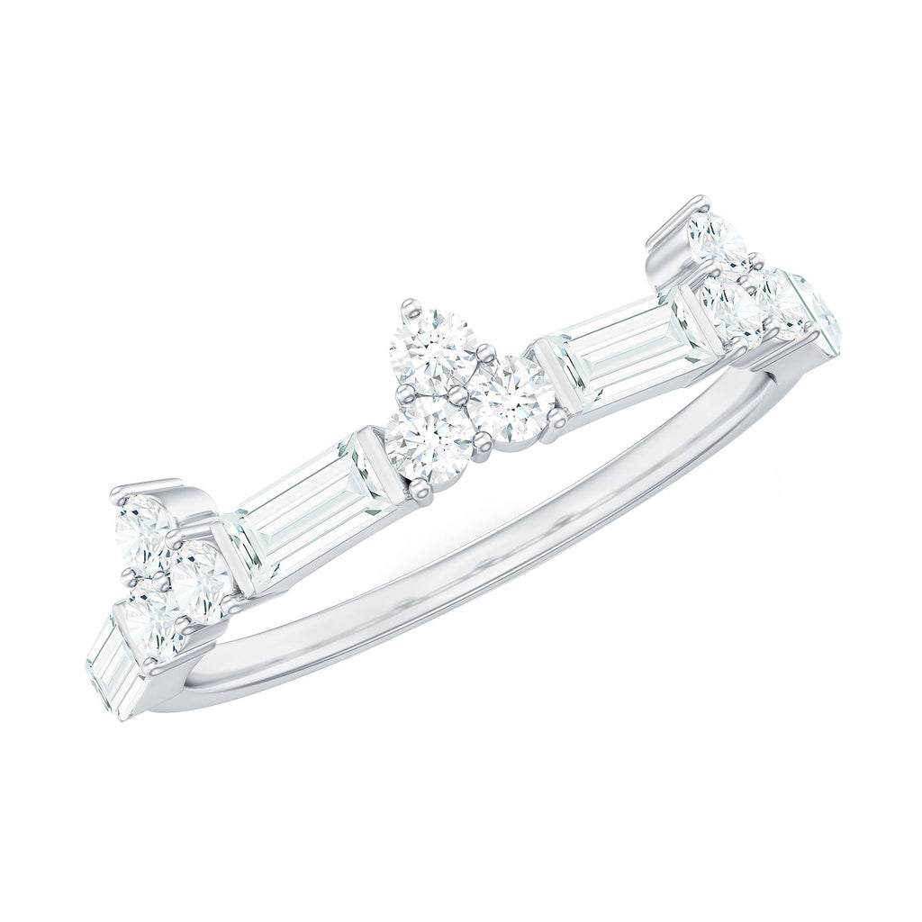 Certified Baguette and Round Moissanite Half Eternity Ring
