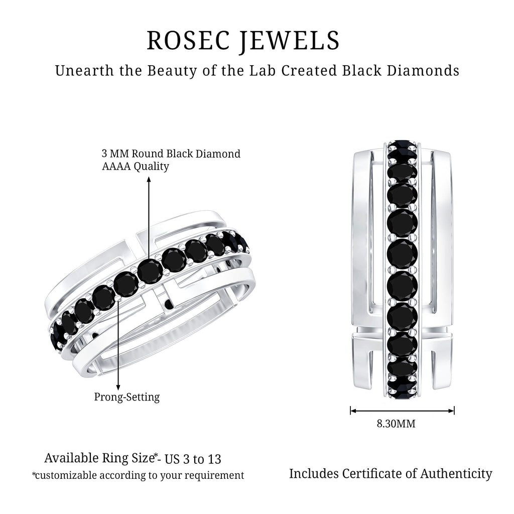 Certified Lab Created Black Diamond and Gold Eternity Band Ring