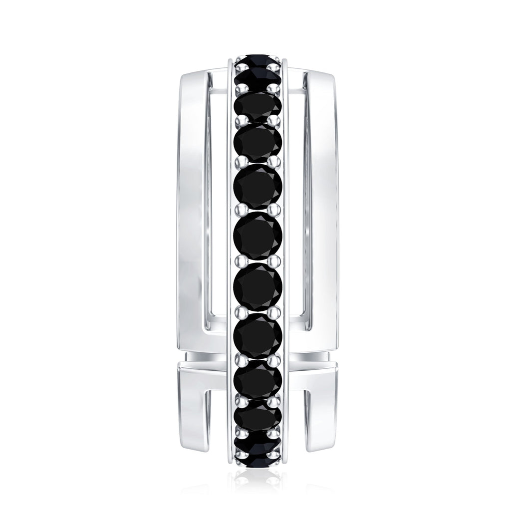 Certified Lab Created Black Diamond and Gold Eternity Band Ring