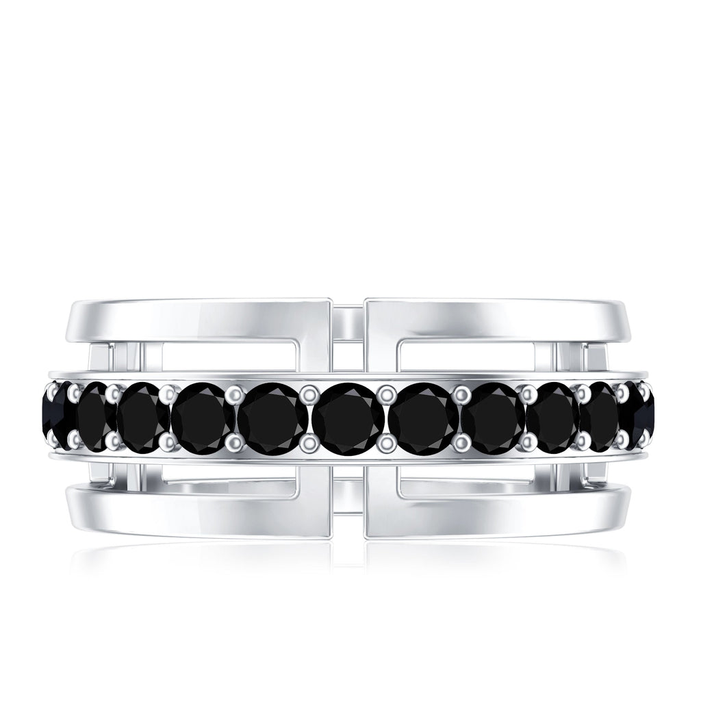 Certified Lab Created Black Diamond and Gold Eternity Band Ring