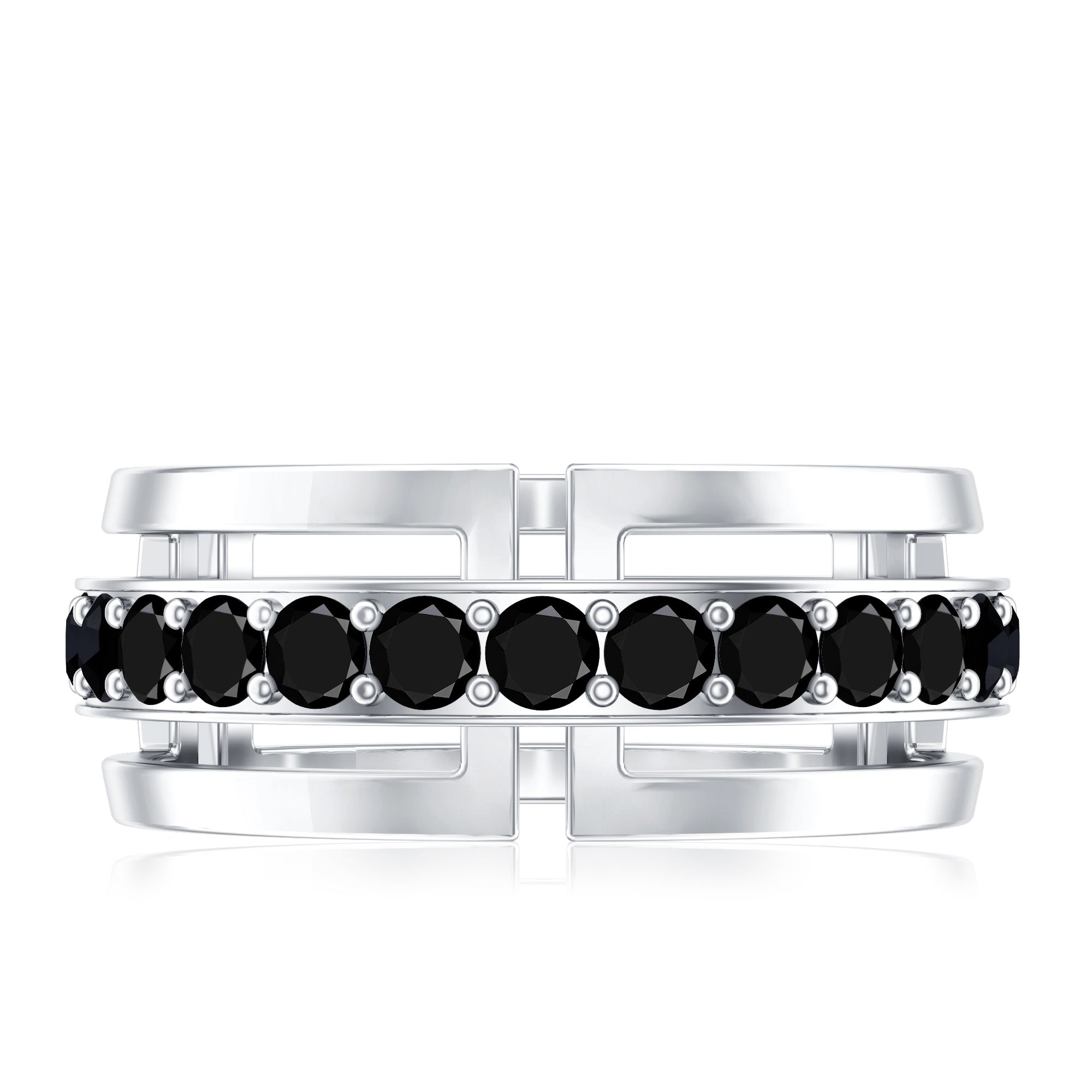 Certified Lab Created Black Diamond and Gold Eternity Band Ring
