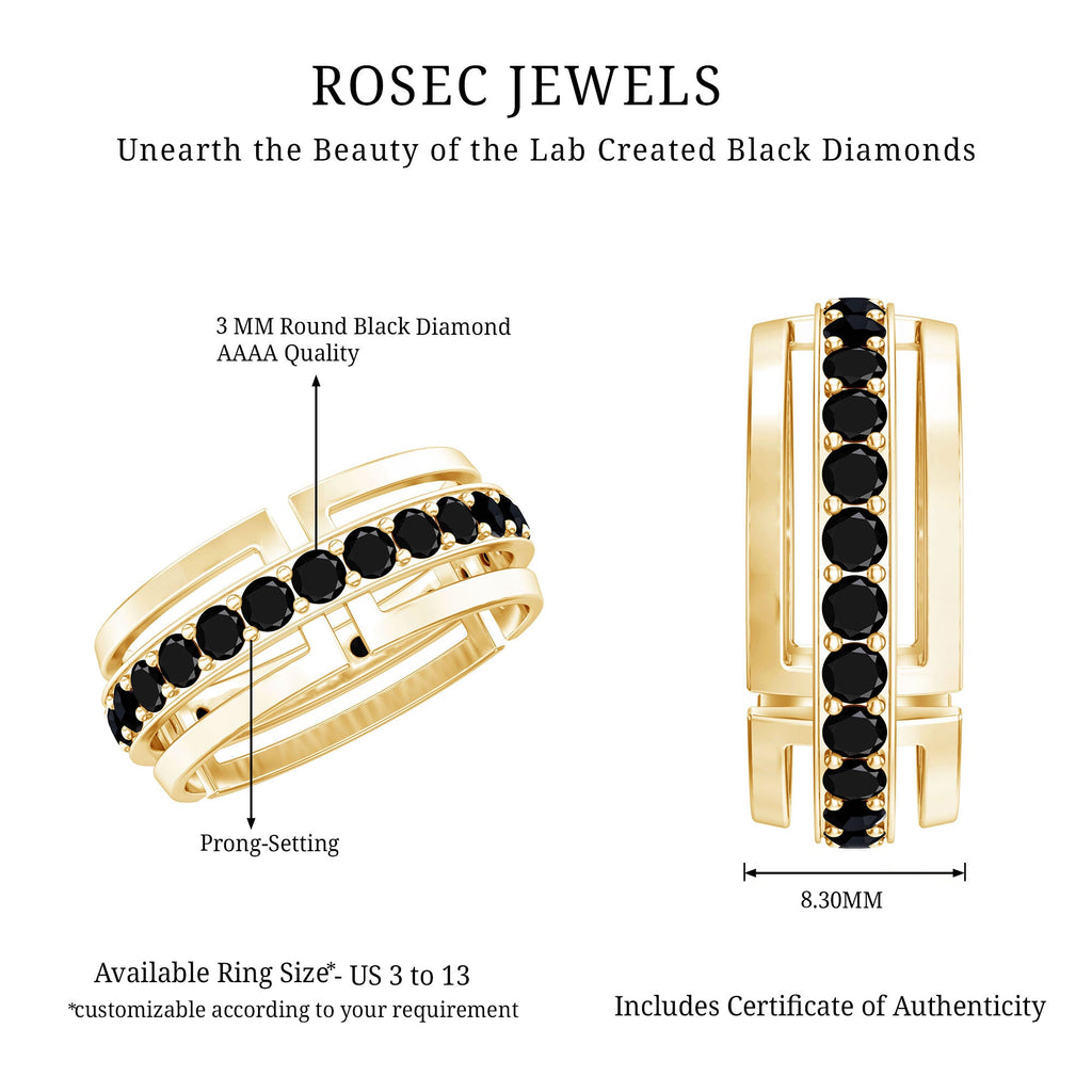 Certified Lab Created Black Diamond and Gold Eternity Band Ring
