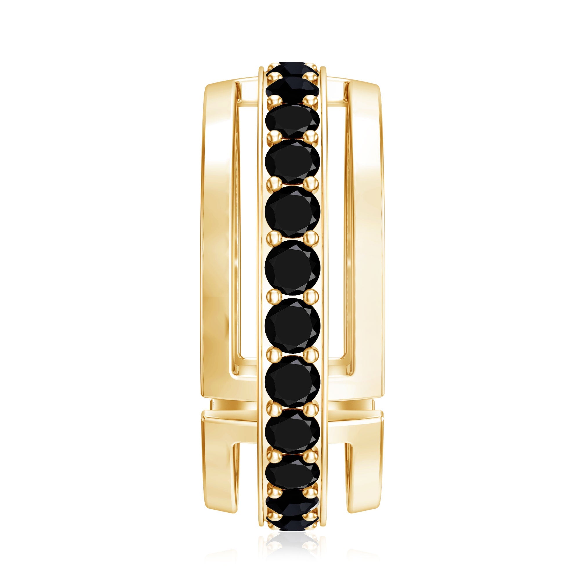 Certified Lab Created Black Diamond and Gold Eternity Band Ring