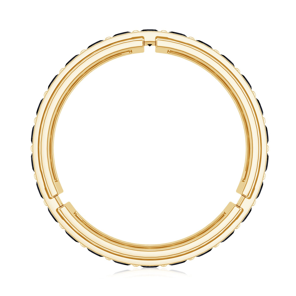 Certified Lab Created Black Diamond and Gold Eternity Band Ring