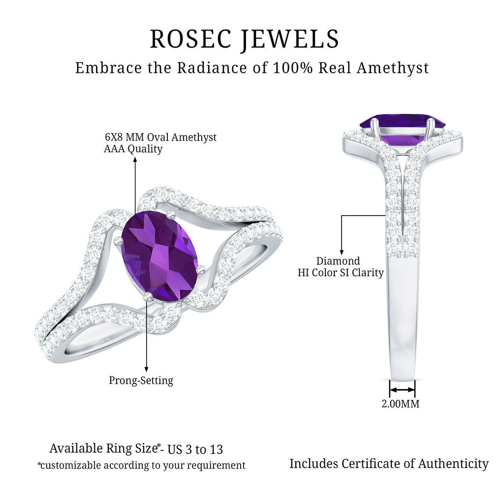 Designer Amethyst Engagement Ring with Diamond