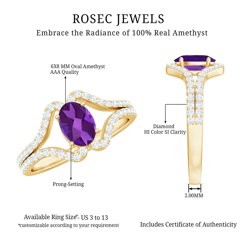 Designer Amethyst Engagement Ring with Diamond