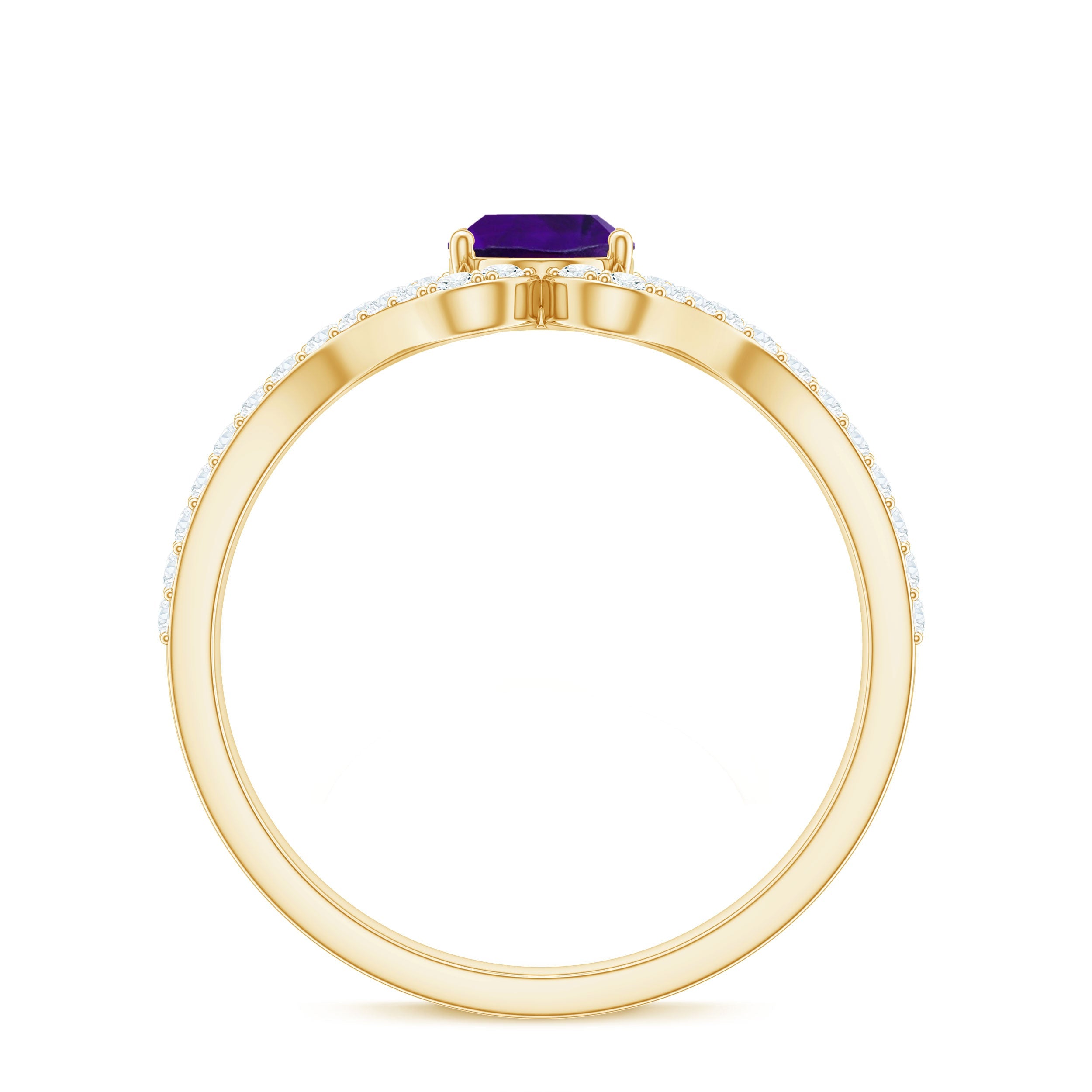 Designer Amethyst Engagement Ring with Diamond
