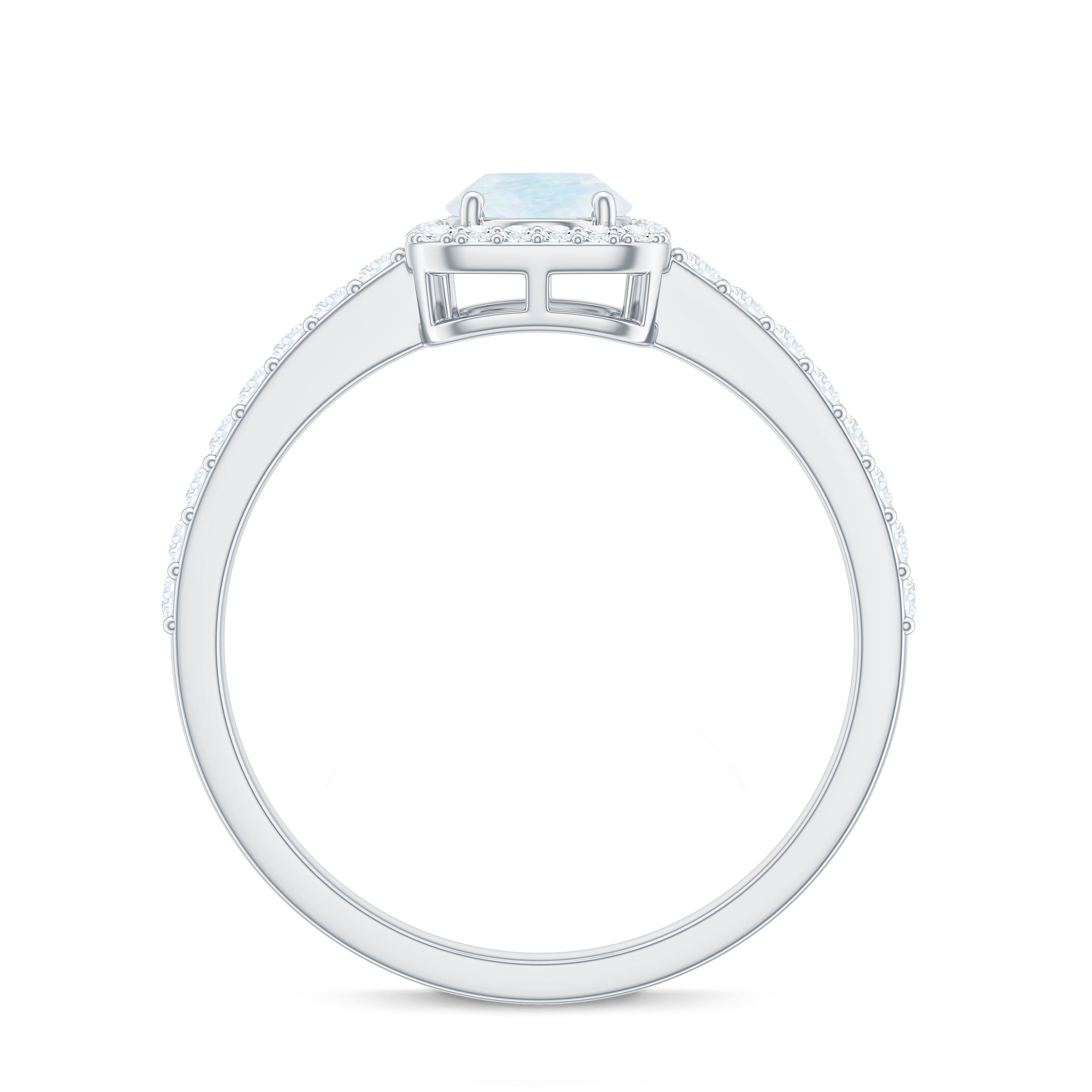 1.50 CT Oval Cut Moonstone Ring with Diamond Halo