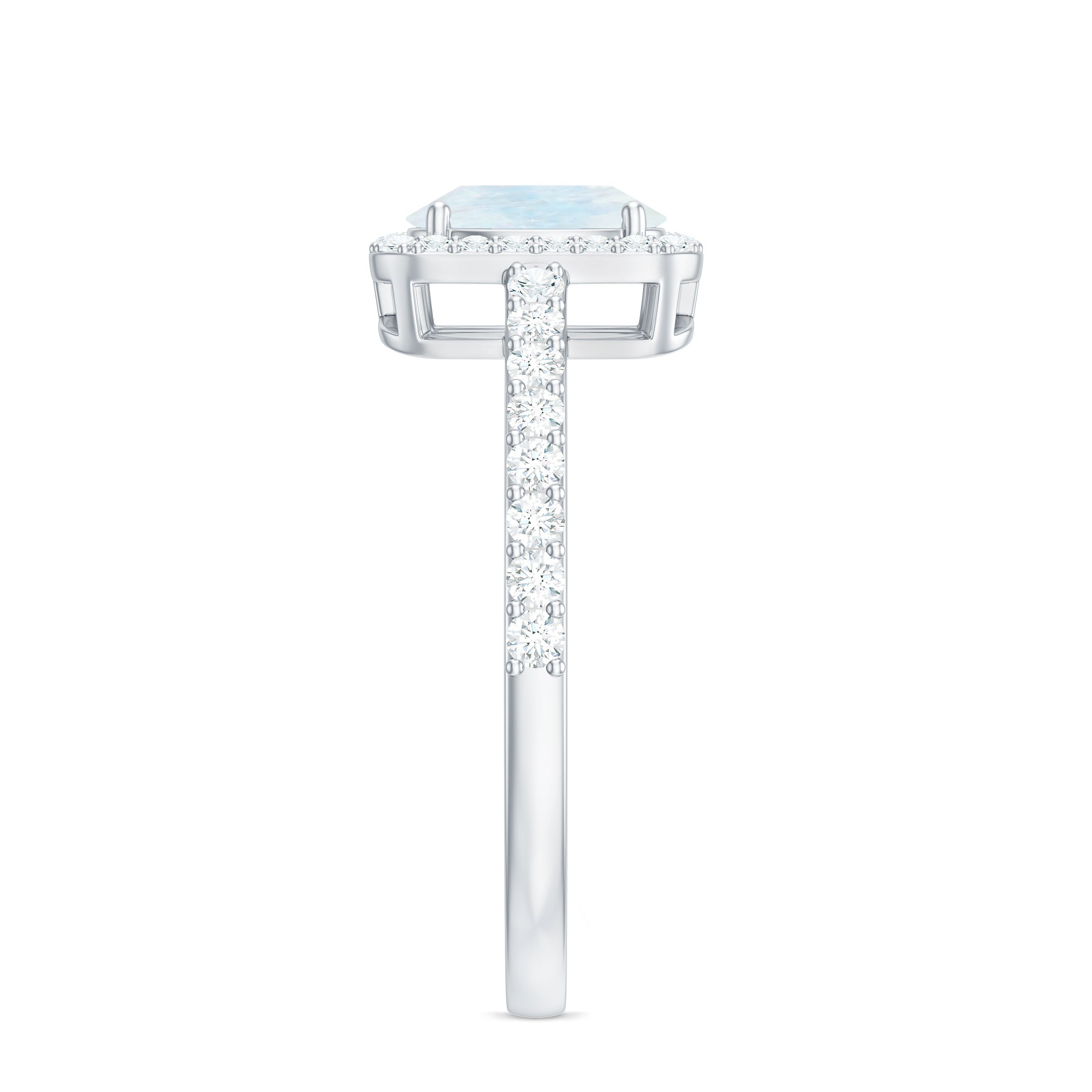 1.50 CT Oval Cut Moonstone Ring with Diamond Halo
