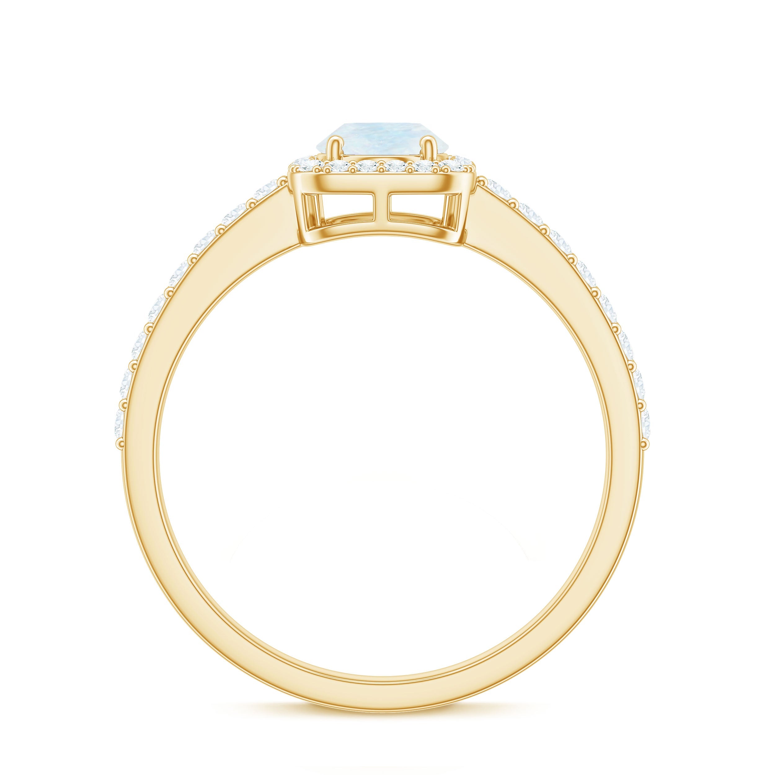1.50 CT Oval Cut Moonstone Ring with Diamond Halo