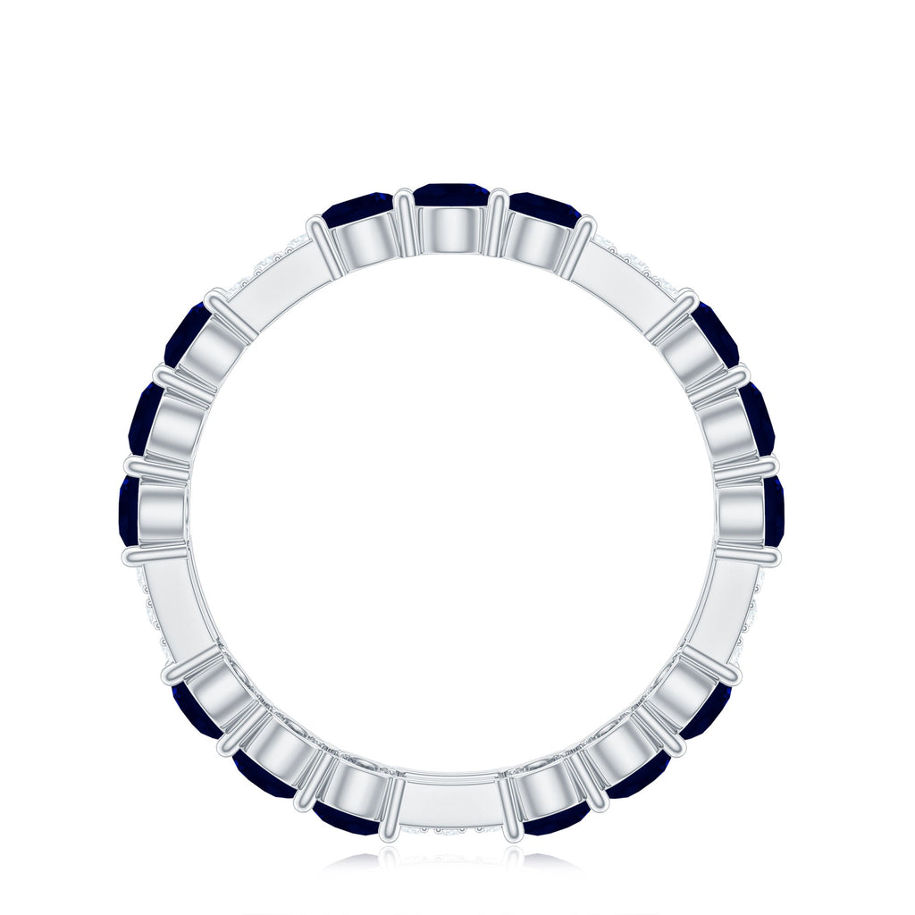 3 CT Blue Sapphire and Diamond Designer Eternity Band Ring