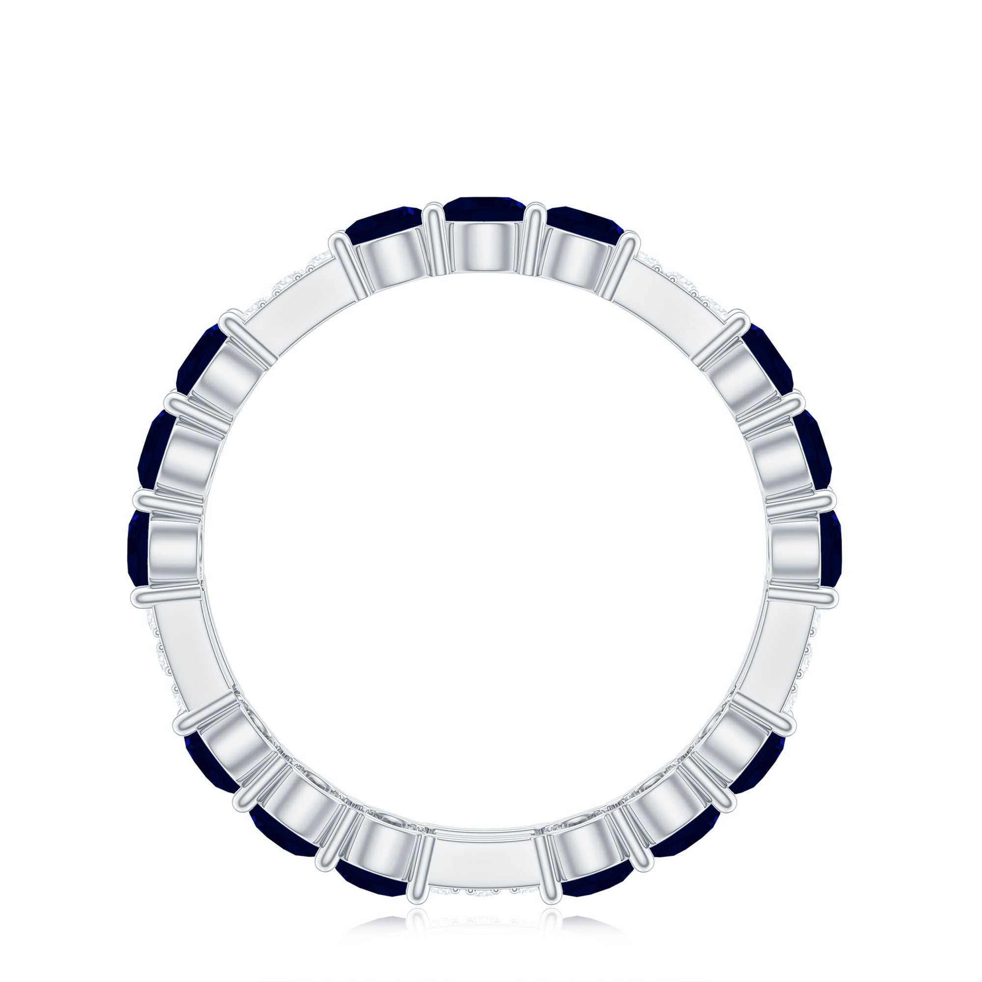 3 CT Blue Sapphire and Diamond Designer Eternity Band Ring