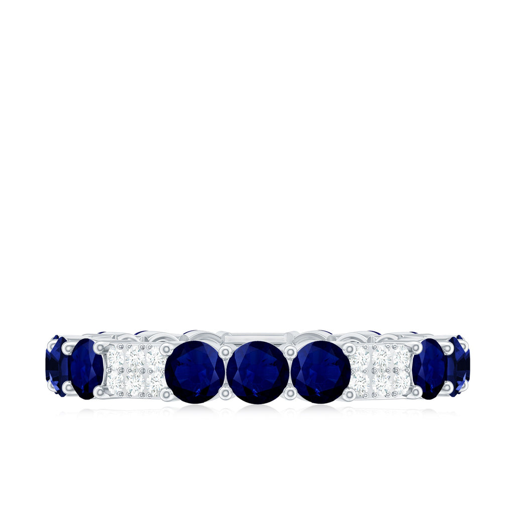 3 CT Blue Sapphire and Diamond Designer Eternity Band Ring