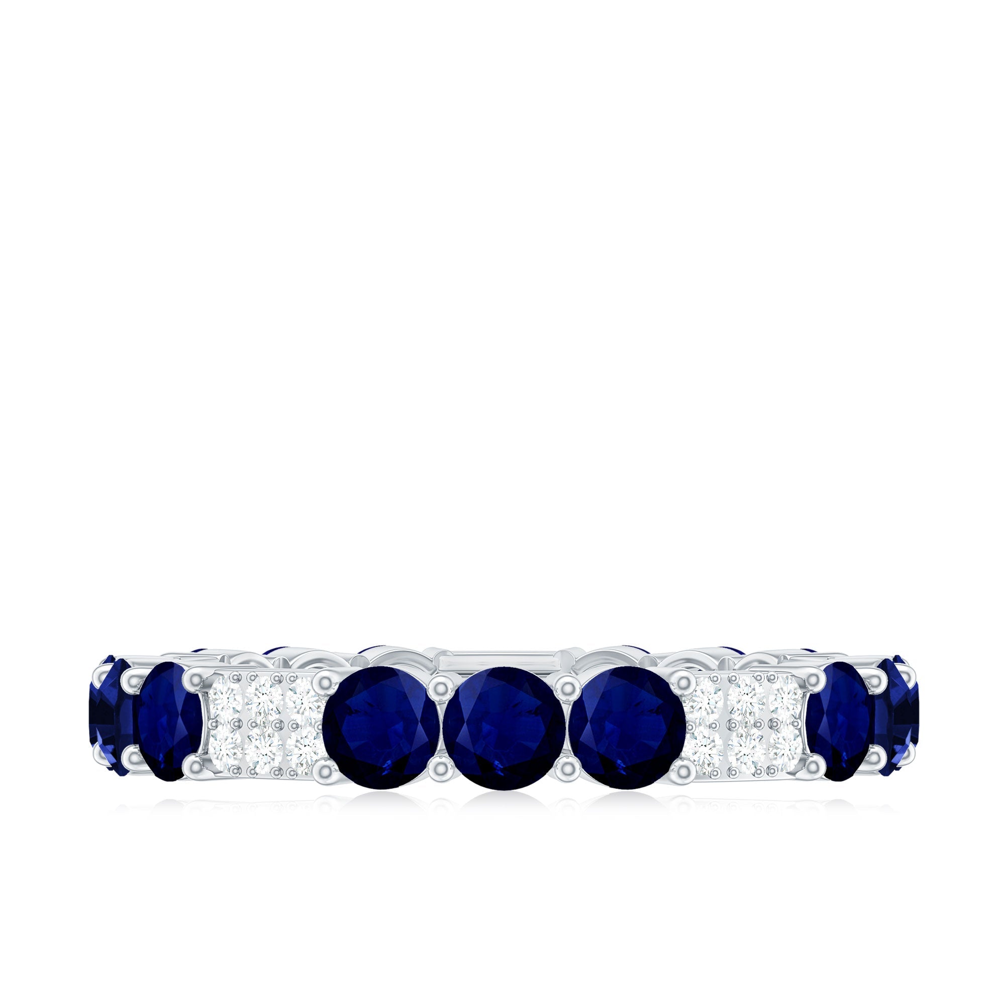 3 CT Blue Sapphire and Diamond Designer Eternity Band Ring