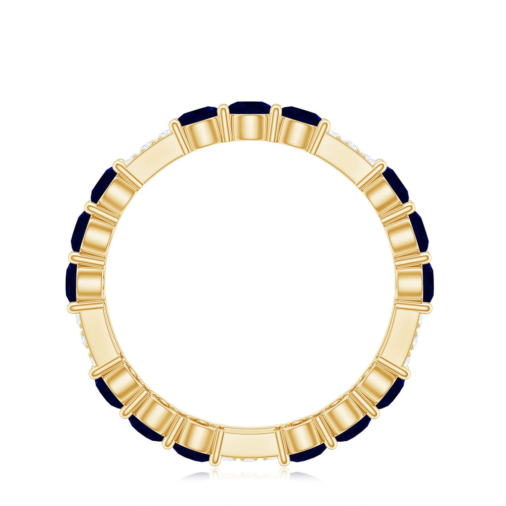 3 CT Blue Sapphire and Diamond Designer Eternity Band Ring